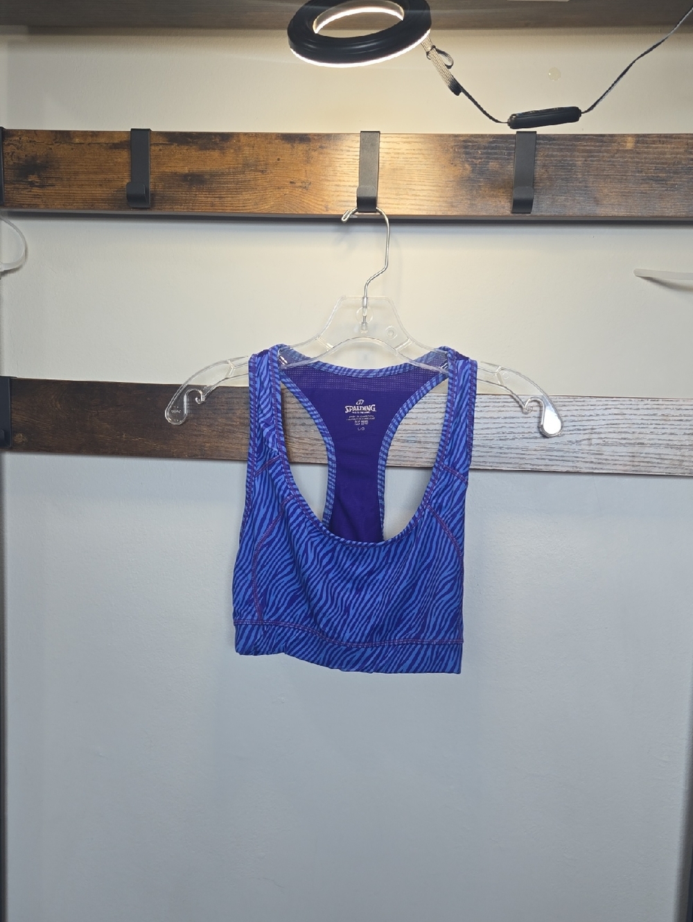 Spalding Purple Zebra-Print Racerback Sports Bra